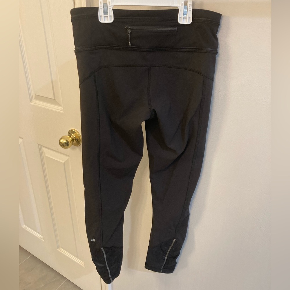 Lululemon Pace Queen Leggings Size 4 Black Shiny Ruched